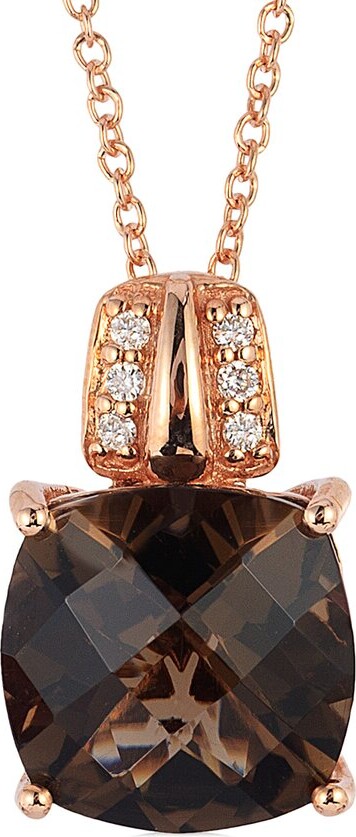 LeVian 14K Rose Gold 3.28 Ct. Tw. Diamond & Smoky Quartz Necklace
