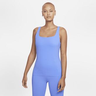 Nike Women's Yoga Luxe Shelf-Bra Tank Top in Blue - ShopStyle