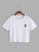 Thumbnail for your product : Shein Pineapple Embroidered Patch T-shirt