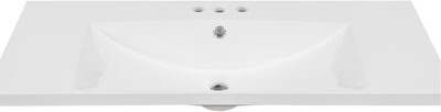 Winston Porter 36" Bathroom Vanity Top With Ceramic Basin, White, 3 Holes, Center Sink Location, 18" Deep, 6.6" High, Modern Design White Basin And Installation