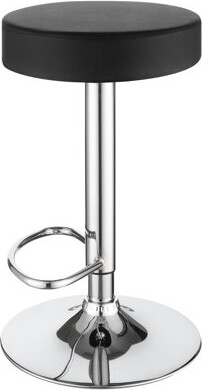 CaneCreations Contemporary Black Bar Stool - Adjustable Base For Versatile Decor Hydraulic Furniture Faux Leather Stable