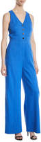 Thumbnail for your product : Diane von Furstenberg Fitted Button-Front Linen-Stretch Jumpsuit
