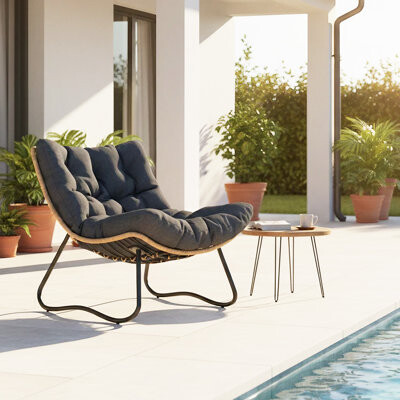 Dakota Fields Wicker Patio Chair With Cushions