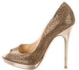 Thumbnail for your product : Jimmy Choo Sequin Peep-Toe Pumps