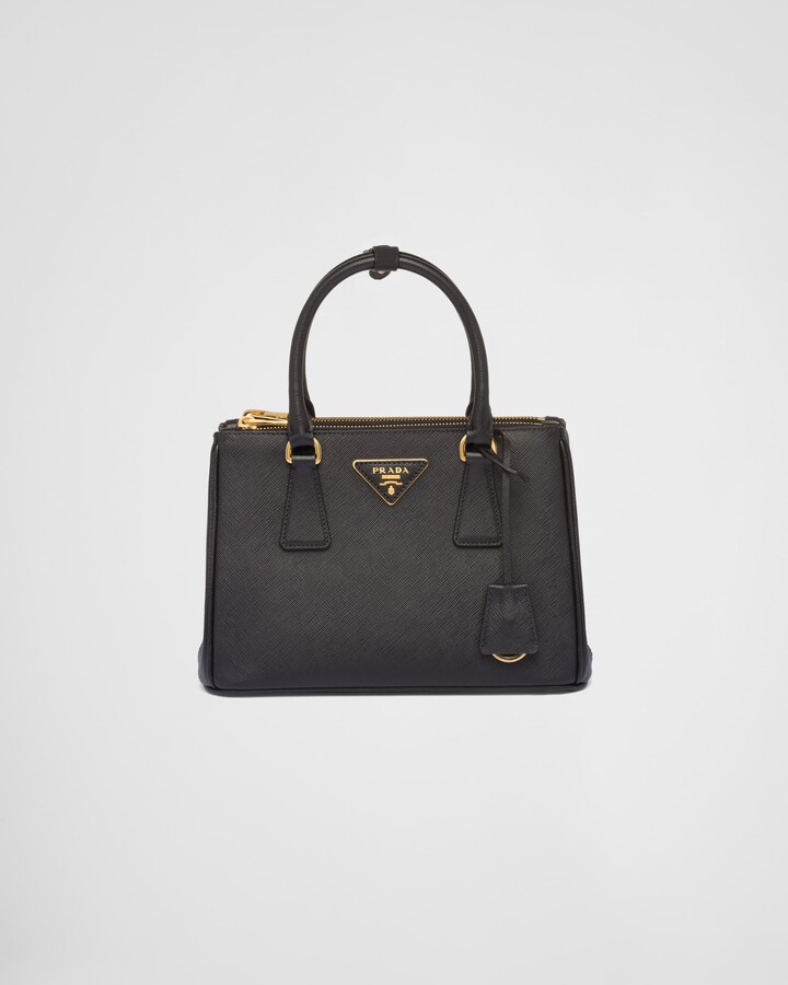 Cameo/black Medium Saffiano Leather Double Prada Bag