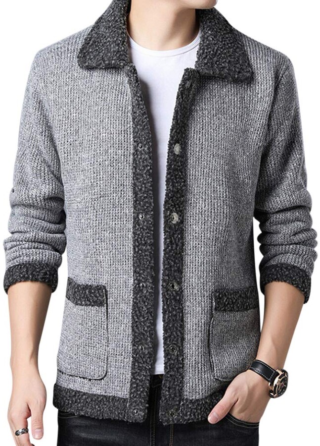 2017 Clearance! Forhtery Mens Sports Polar Fleece Zip Front Knitted Cardigan Jacket