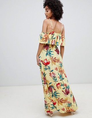 Soaked In Luxury Overlay Maxi Dress In Tropical Print