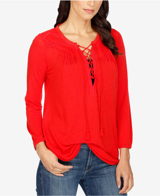 Lucky Brand Lace-Up Peasant Top