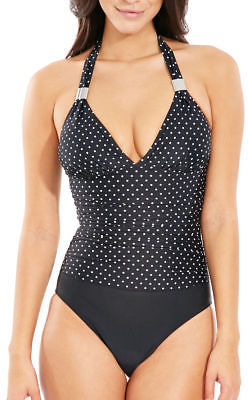 Figleaves Illusion Halter Firm Control Spot Swimsuit