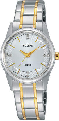 Pulsar Women's Solar Dress Two-Tone Stainless Steel Expansion Bracelet Watch 28mm PY5003
