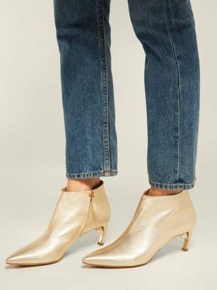 Nicholas Kirkwood Mira Point Toe Leather Ankle Boots - Womens - Gold