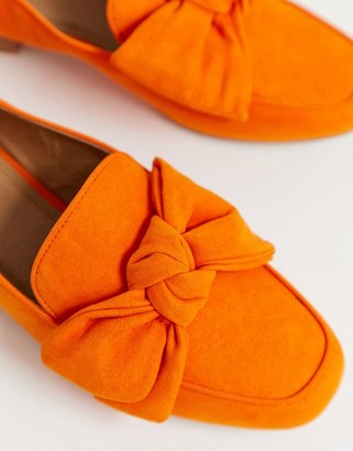 ASOS DESIGN My Girl bow loafers in orange