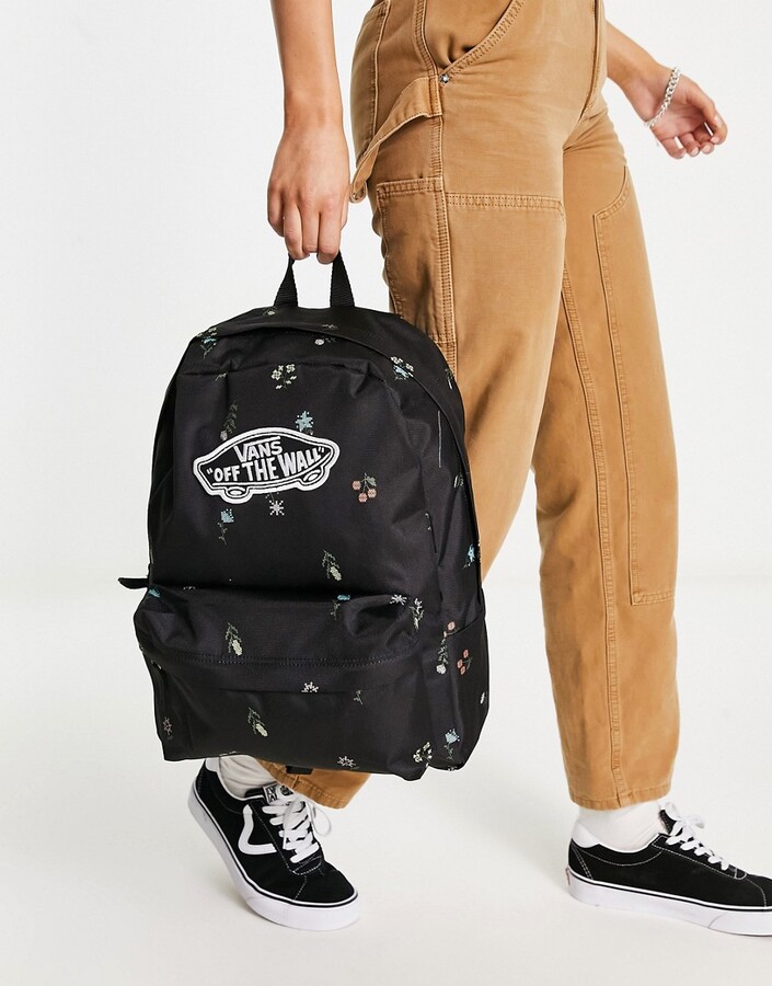 Floral Vans Black Rucksack Vans Realm Backpack In Black Floral