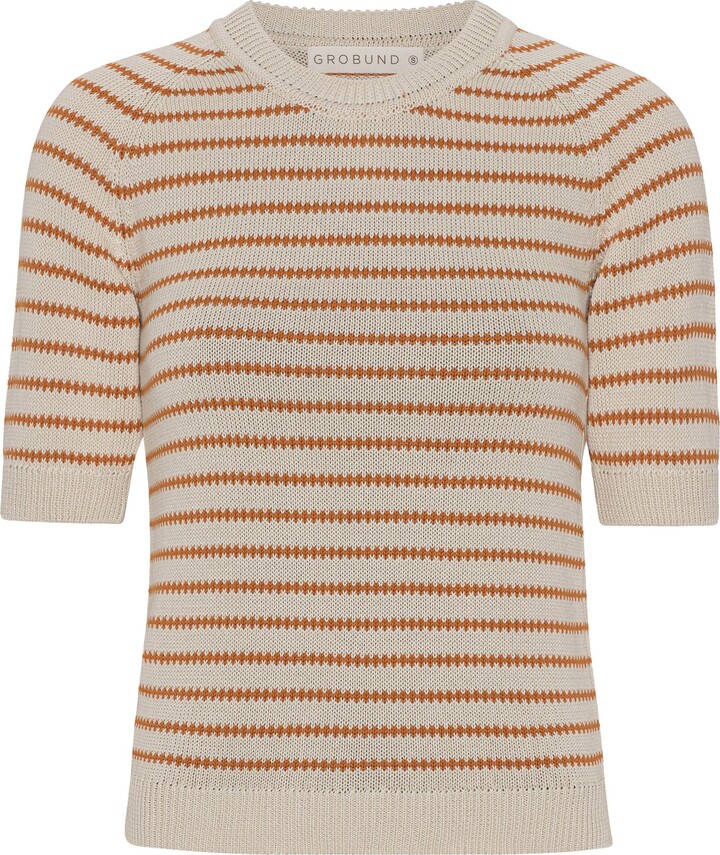 Grey Grobund Ida Knit Tee - The One With Caramel Stripes