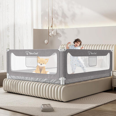 G TALECO GEAR 1 pcs, Bed Rail for Toddlers, Stable Protective Bed Side Rails, Baby Bedrail Guard, Grey, 74.8in