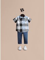 Thumbnail for your product : Burberry Short-sleeve Check Cotton Shirt , Size: 6M, Blue