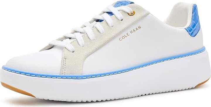 Cole Haan Grandpro Topspin Lightweight Women's Shoes White Leather/Azure Blue Crocodile Print Leather : 6.5 C - Wide