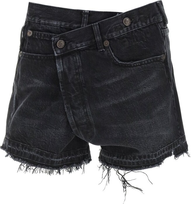 R 13 Crossover Denim Shorts