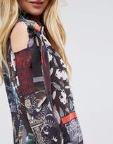 Thumbnail for your product : ASOS Blouse In Mixed Print With Tie Shoulder