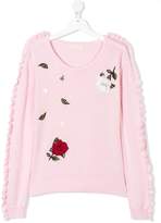 Thumbnail for your product : MonnaLisa embroidered rose jumper