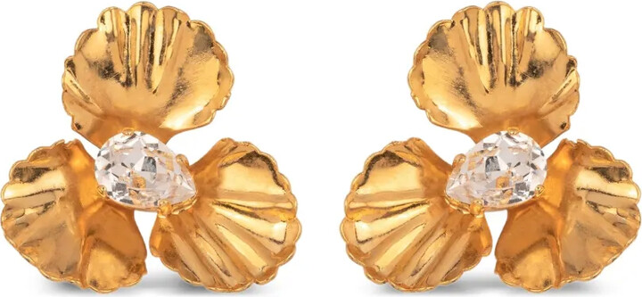 Jennifer Behr Caelyn crystal-embellished flower earrings