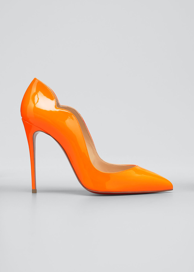 orange red bottom heels