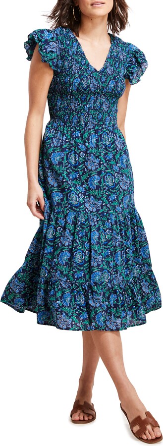 オイルペイント Vineyard Vines バインヤード・バインズ レディース 女性用 ファッション ドレス Pin Tuck Flutter  Sleeve Dress Stripe/Newport/Blue
