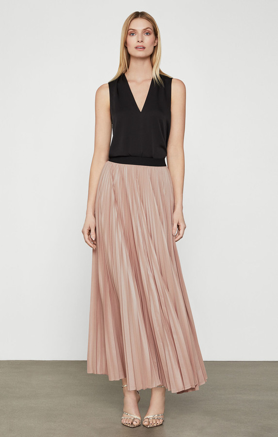 dallin pleated metallic maxi skirt