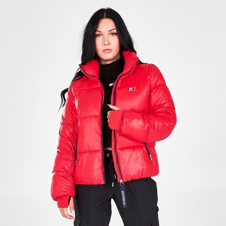 puffer jacket red womens