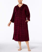 Thumbnail for your product : Miss Elaine Plus Size Embossed Micro Velour Zip-Front Robe