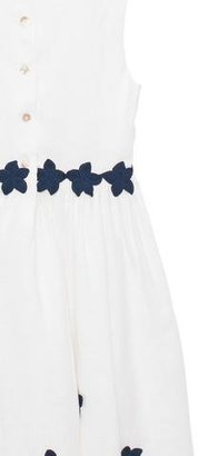 Oscar de la Renta Girls' Linen Embellished Dress