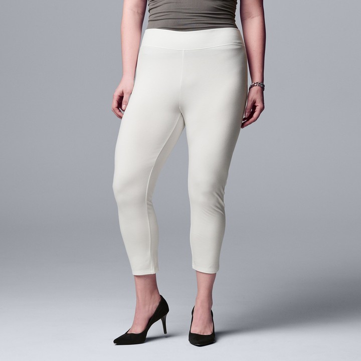 women's simply vera vera wang cuffed denim capri leggings