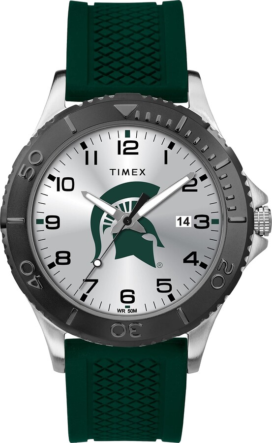 Timex Tribute Men's Collegiate Gamer 42mm Watch – Michigan State Spartans with Green Silicone Strap