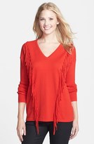 Thumbnail for your product : Vince Camuto Fringe Front V-Neck Sweater