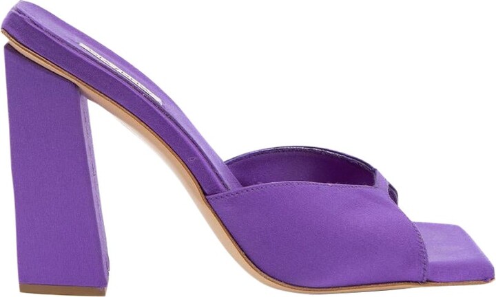 1stDibs Gia Borghini Purple Satin Square Toe Mules Size It 35