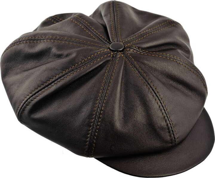 Sterkowski Cattle Leather Large Crown 8 Panel Newsboy Cap UK 7 5/8 UK