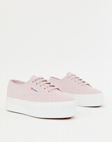 Thumbnail for your product : Superga 2790 pink chunky flatform trainers with white sole