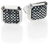 Thumbnail for your product : David Donahue Sterling Silver, Onyx & Mother of Pearl Cuff Links