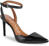 Thumbnail for your product : Calvin Klein Rafaella Shiny Snake Print Ankle-Strap Pumps