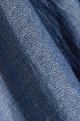 Apiece Apart Galisteo Smocked Cotton-chambray Top - Blue