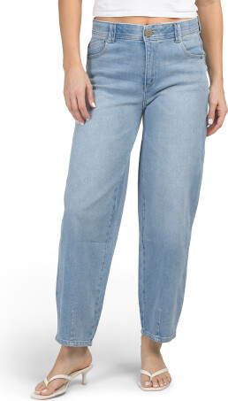 Ab Tech Sky Rise 5 Pocket Barrel Leg Jeans for Women | Polyester/Spandex/Cotton