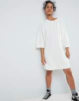 Thumbnail for your product : ASOS DESIGN Chunky Cable Knitted Dress with Wide Crop Sleeves