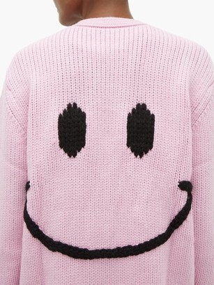 JoosTricot Smiley-embroidered Wool-blend Cardigan - Light Pink