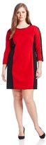 Thumbnail for your product : DKNY DKNYC Women's Plus-Size Three Quarter Sleeve Dress with Faux Leather Piecing