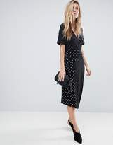 Thumbnail for your product : ASOS Design Midi Wrap Dress In Mixed Spot Print With Asymmetric Hem