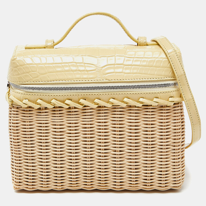 Loro Piana Extra Pocket L19 Wicker Pouch in Natural