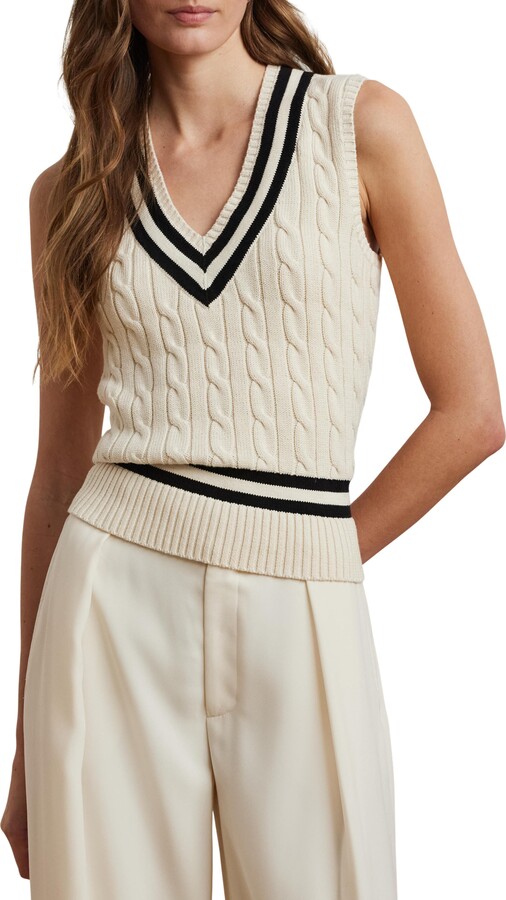 Cricket Cable Knit Cotton Sweater Vest