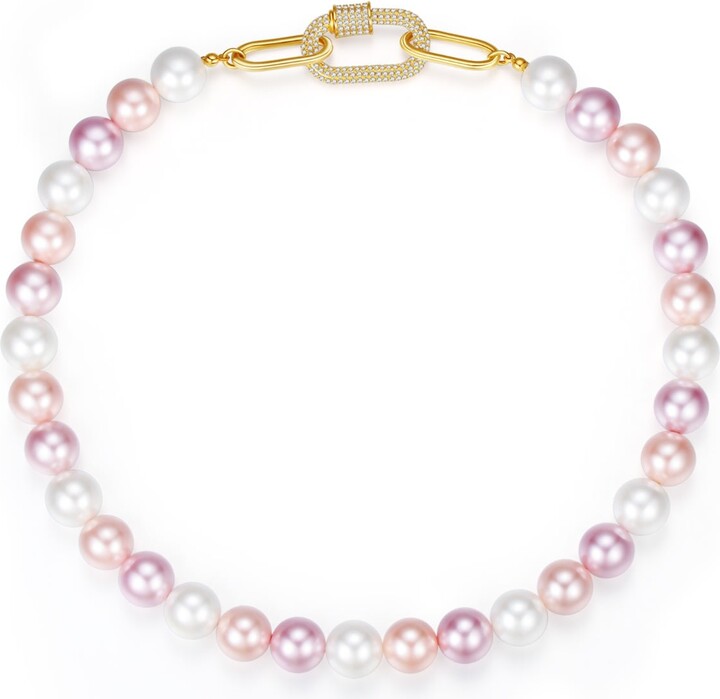 Classicharms Small Pink Shell Pearl Necklace With Gem-Encrusted Carabiner  Lock - ShopStyle