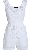 Thumbnail for your product : W118 By Walter Baker Pam Ruffle-trimmed Cutout Broderie Anglaise Cotton Playsuit
