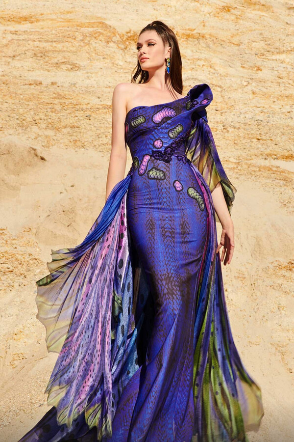 Fouad Sarkis Sculpted Gown with Draping ShopStyle Evening Dresses